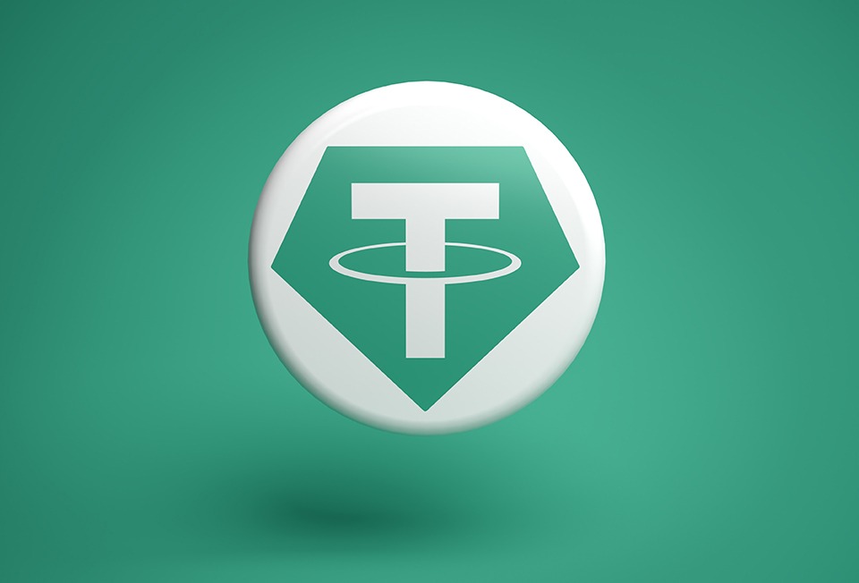 A white ball with the letter t on it that represents a symbol in the crypto industry.
