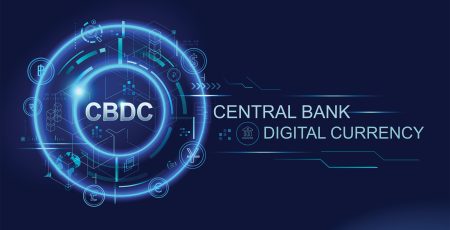 The logo for cbdc central bank digital currency incorporates elements of blockchain technology and utilises the concept of NFTs.